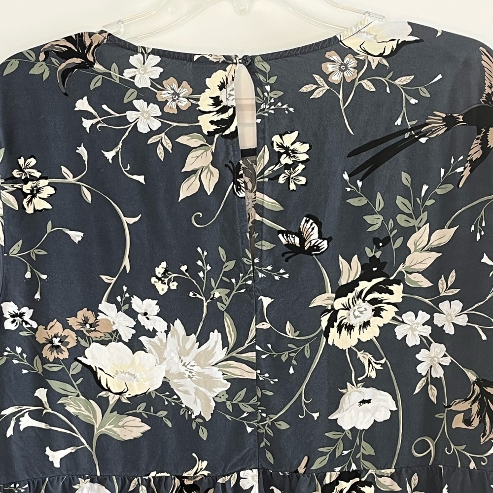 Old Navy Floral Bell Sleeve Shift Dress Birds Butterfly Size Large Cottagecore - Picture 8 of 15